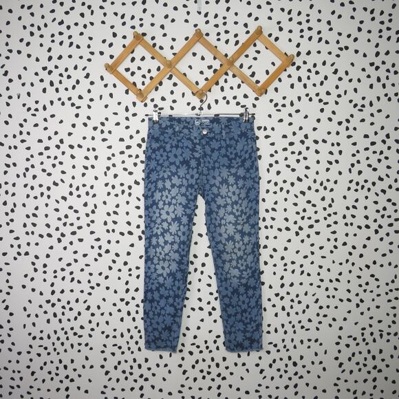 Wonder Nation Medium Wash Denim Floral Print Girls Skinny Leg Jeggings - Picture 1 of 7